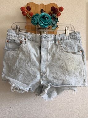 Levi's Light Blue High-Rise Cutoff Denim Shorts